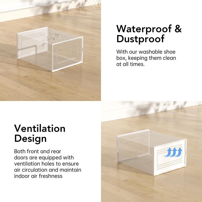 X-Large Shoe Storage Box, 15 Pack Clear Plastic Stackable Shoe