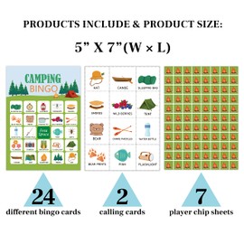 Camping Bingo Cards, Camp Adventure Bingo Game, Camp Birthday Party Game, Outdoor, Indoor, Family Travel Group Activity - 24 Players/03luying