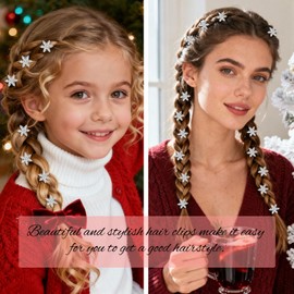 YISSION 20 Pcs Mini Rhinestone Snowflake Hair Clips Cute Crystal Hair Clips Silver Decorative Hair Pins Snow Hair Barrettes Christmas Hair Accessories for Girls Women