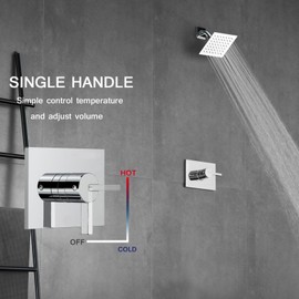SOOOHOT shower faucet set,shower valve and trim kit,Stainless Steel Shower Head and Handle Set,Single Function shower faucet with valve,Polished Chrome shower system