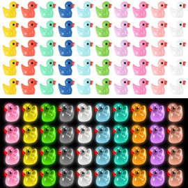 GSrenyu 200 Pcs Mini Resin Ducks Mini Ducks Glow in The Dark Ducks Tiny Ducks Resin Ducks Small Ducks Mini Resin Animals Little Ducks Miniature Ducks for Garden Aquarium Dollhouse Party (2 Styles)
