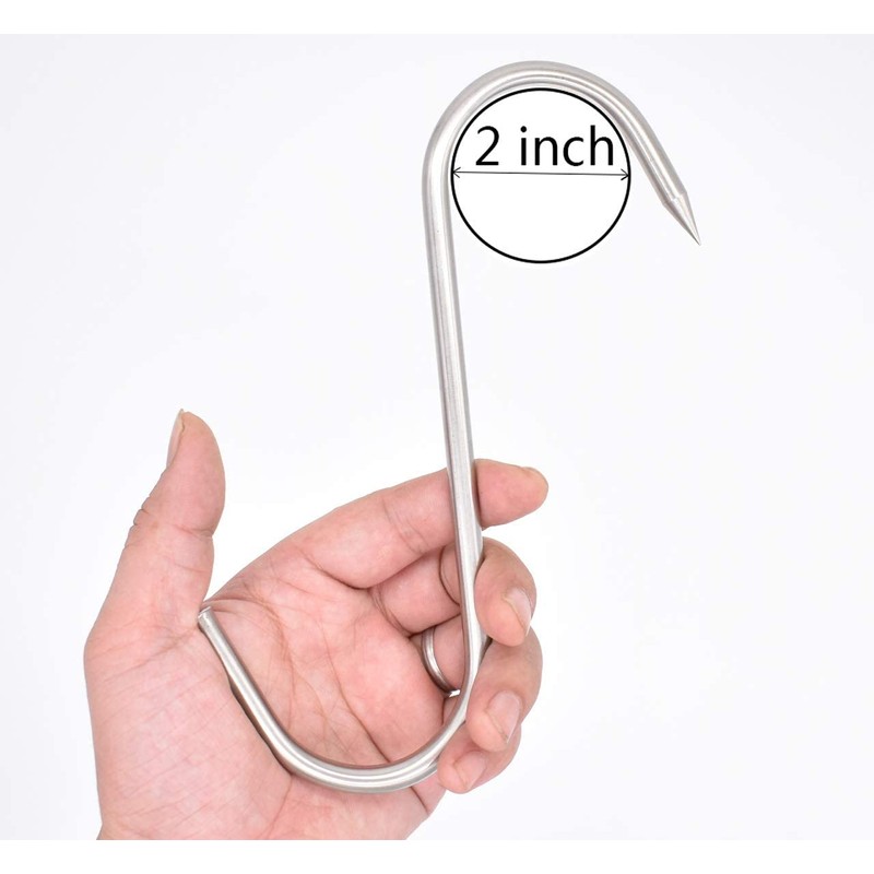 HONSHEN 8 Inch Meat Hook,8mm Heavy Duty S-Hooks Stainless Steel