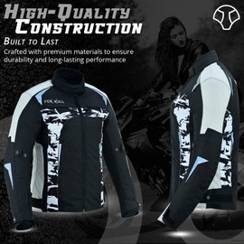 FOXFULL MOTORCYCLE JACKET WOMEN CE ARMORED BIKERS RIDING RACING WATERPROOF ALL SEASON JACKET (US, Alpha, Medium, Regular, Regular, Grey)