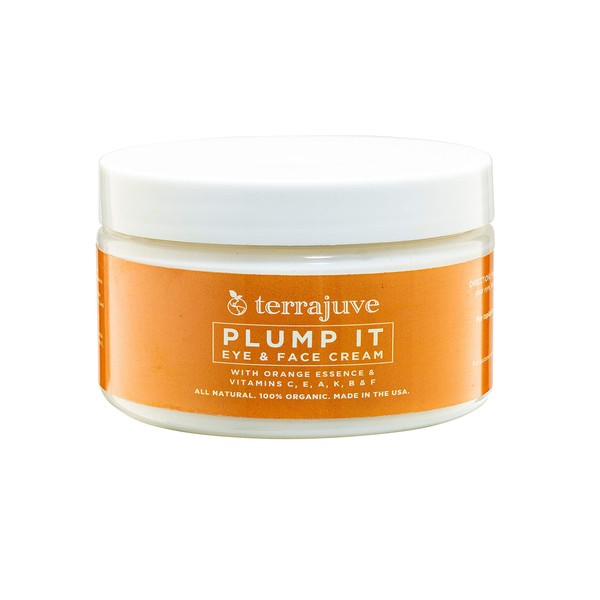 Terrajuve Plump it Eye and Face Moisturizer Cream, Anti Aging, Reduce Wrinkles and Fine Lines, Day and Night Moisturizing Cream for Men and Women, Pure, Organic, All Natural, Made in USA (4oz)