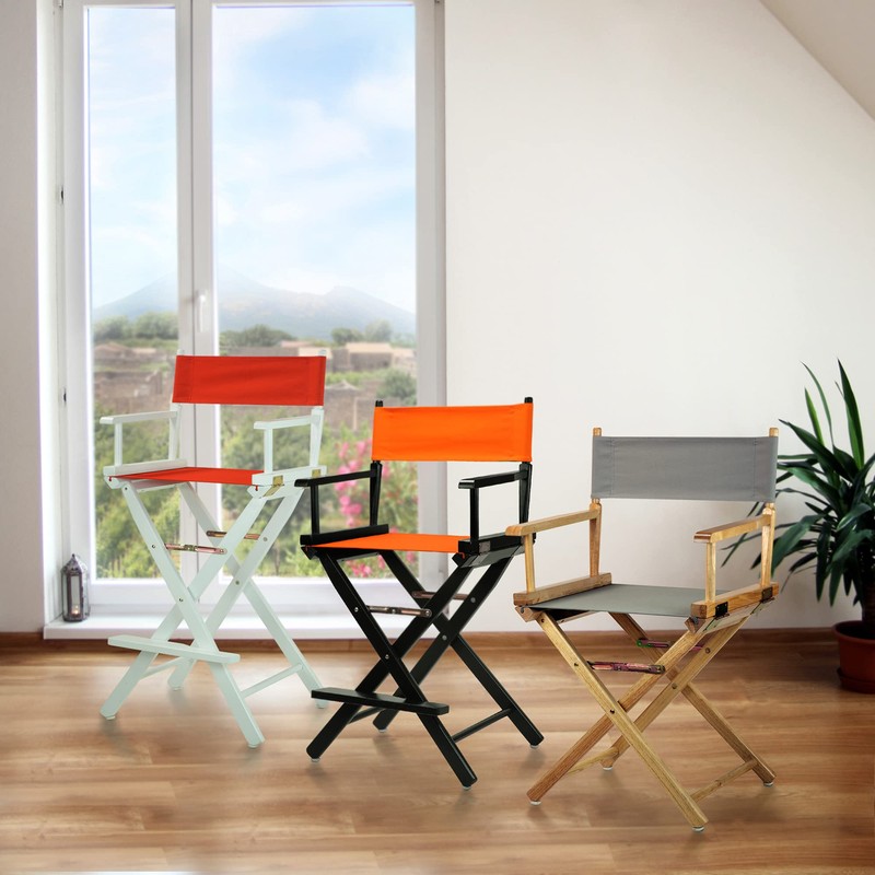 30" Director's Chair White Frame-Tangerine Canvas