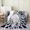 Feelyou Grey Navy Blue Flower Flannel Fleece Throw Blanket Throw