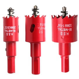 Bi-Metal Hole Saw Sets 3pcs 20mm 25mm 32mm M42 Holesaw Kit Circular Hex Shank Thin Wall Impact Hole Cutter Drill Bit with Arbors for Wood Metal Pvc Copper Plaster Steel Plate Drywall