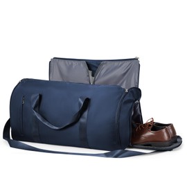 Convertible Garment Bags for Travel Foldable Travel Bag Carry On Garment Duffle Bags Women Men,2 in 1 Hanging Dress Suit Dance Overnight Bag with Shoe Compartment for Business trip,Navy Blue