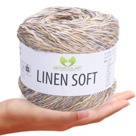 MeriWoolArt® Linen Soft Yarn - Premium Natural Yarn for Knitting & Crocheting, 100 g Linen Yarn Cotton Viscose Blend, Breathable, Soft & Environmentally Friendly, Ideal for Clothing, Clothes, DIY 7407