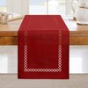 BAZIOE Modern Table Runner Red Linen Table Runner Washable Openwork