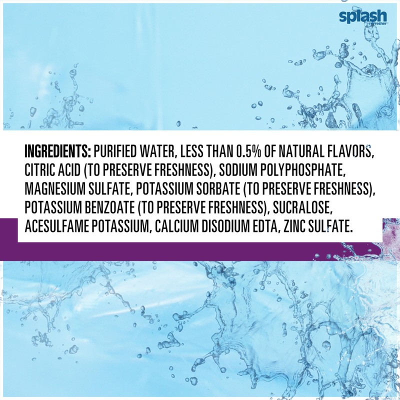 Splash Refresher, Acai Grape Flavor Water Beverage, 16.9 Fl Oz