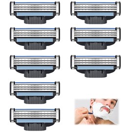 Pack of 8 Razor Blades Refills, Replacement Blades for Wet Razors Men's Manual Professional Hairdresser Beard Blades Men 3-Layer Safety Razor Steel Blades Ugrade Barber Universal Men (8, C)