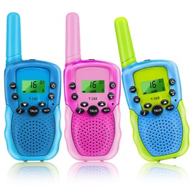 Walkie Talkie para Niños con Linterna LCD Retroiluminada,Radio Juguete con 22 Canales,3 Millas Largo de Alcance para Aventuras al Aire Libre,Camping, Senderismo,para Niños de 3 a 12 Años (3 PCS )