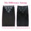 Mihugass Seamless PU Yaki Straight Clip in Hair Extensions Real