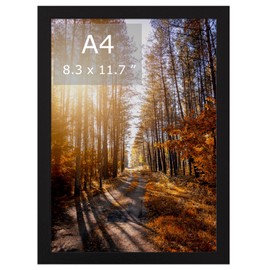 Picture Frame A4, Versatile A4 Black Picture Frame 21 x 29.7cm, Display, Landscape or Portrait Orientation, Wall-Mount & Desk Stand