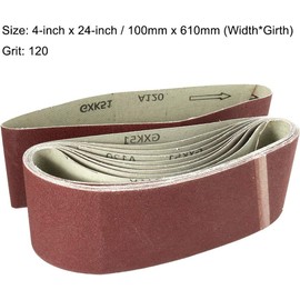 TA-VIGOR 10Pcs 100mm x 610mm Sanding Belt 120 Grit, 4 Inch x 24 Inch Aluminum Oxide Sandpaper Belts for Portable Strip Sander Wood Finishing Metal Drywall Polishing Sharpening Abrasive Paper