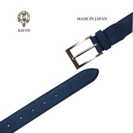 KIETH KE21466-29 Men's Nubuck Belt, Business, Genuine Leather, Navy, Adjustable Size, Made in Japan, navy