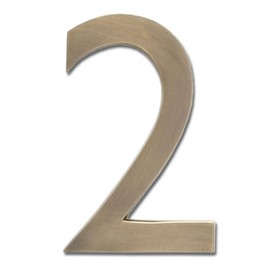 Architectural Mailboxes 3582AB-2 4 inch Solid Floating House Number, 2, Antique Brass