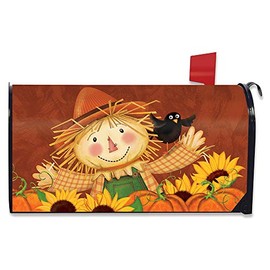 Briarwood Lane Happy Scarecrow Fall Magnetic Mailbox Cover Sunflowers Standard