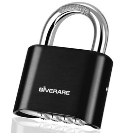 4-Digit Combination Lock, Heavy Duty Padlock Metal, Outdoor Alloy Locks with Hardened Steel Shackle, High Security Weatherproof Large Padlocks for Gym, School, Locker, Fence, Gate, Hasp, Case-Black