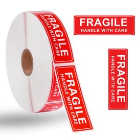 OIGWBPH Pack of 500 Stickers for Fragile Goods Warning Labels on Roll Caution for Fragile Goods Fragile Goods Transport Stickers Package Stickers