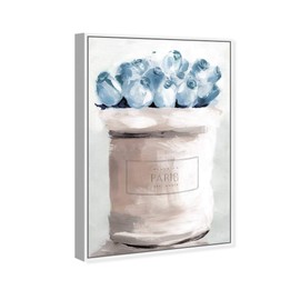 The Oliver Gal Artist Co. Fashion and Glam Framed Wall Art Canvas Prints 'Blue Flowers from Paris' Fashion