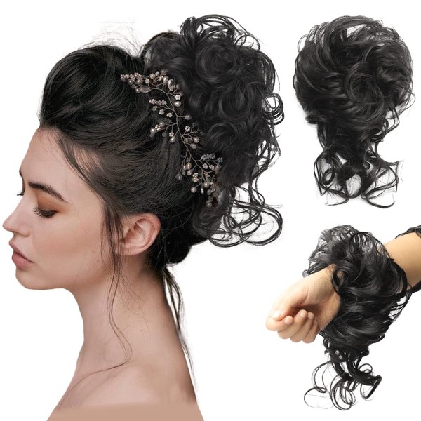 Qiaoruixin- Extensiones de moño desordenado, extensiones de moño de pelo