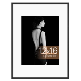 upsimples Aluminum 12x16 Picture Frame Black, Display Photo 8.5x11 with Mat or 12 x 16 without Mat, Wall Hanging Metal Poster Frame with Acrylic Cover, 1 Pack