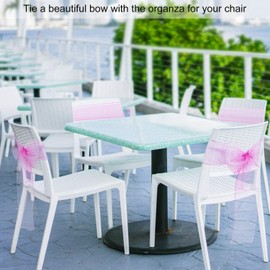 25 Pcs Organza Chair Sashes for Wedding Banquet Party Decoration Chair Bows Ties Chair Cover Bands Event Supplies - Pink