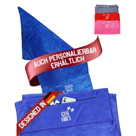 MüggenStick Gym Towel 50 x 100 cm Also Possible with Desired Text, Ideal as a Fitness Towel, Bath Towel, Travel Towel & Beach Towel, Compact, Lightweight and Quick Drying (Blue, No Personalisation)