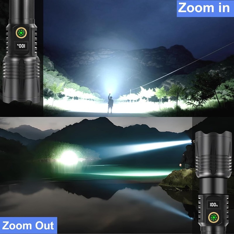 Flashlights LED High Lumens Rechargeable, Heavy Duty Powerful Flashlight, Super