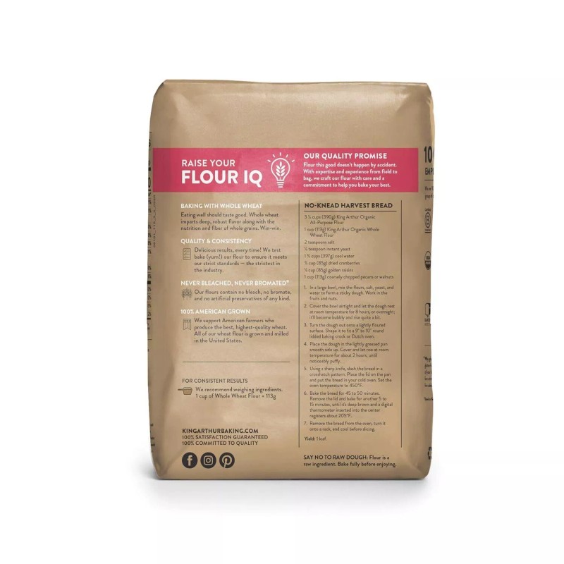 King Arthur Flour Organic Whole Wheat Flour 5 Lb