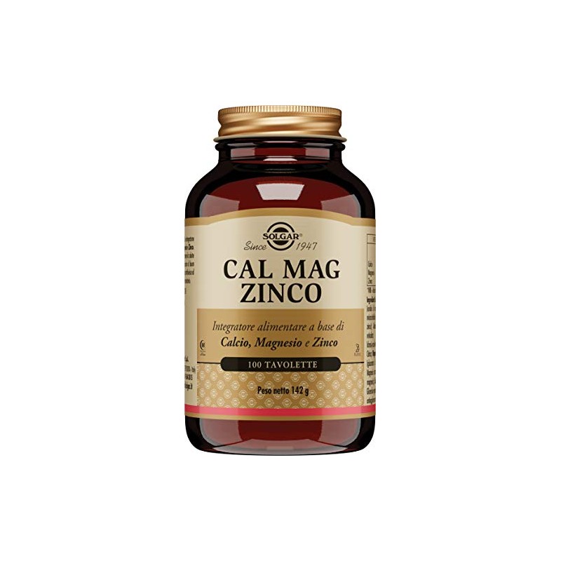 Solgar CAL MAG ZINCO, 100 tavolette – Calcio, Magnesio e