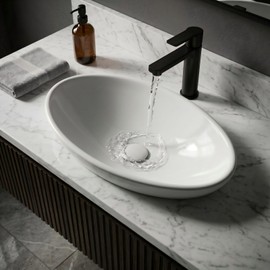 20.5" x 12.6" x 5.5" Glossy White Egg Shaped Vessel Sink, Modern Above Counter Bathroom Vanity Basin