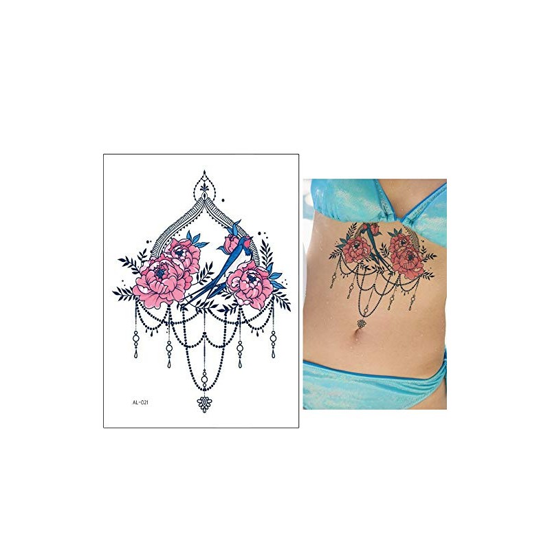 6 Sheets Underboob Tattoos Breast Tattoos Flowers Tattoo Set Zoe