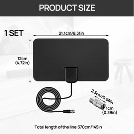 Indoor Aerial for TV, Digital Aerial for TV Indoor with Strong Signal, Digital Television Antenna with 200+ Miles Long Range Reception, Support 4K 1080P Local HD Television Other Resolutions Channel