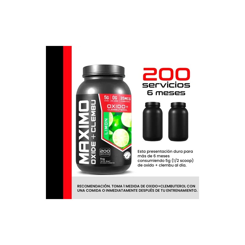 Óxido Clembu Maximo Protein 1kg Pre Entreno 200 Servs