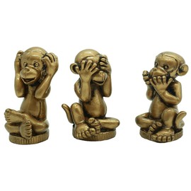 Resin Chinese Fengshui Handmade See Hear Speak No Evil Monkey Figurines Home Decorative BS186