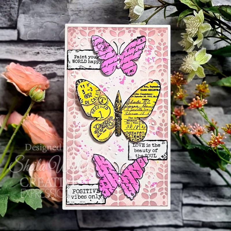 Woodware Clear Singles Torn Paper Butterflies 3 in x 4