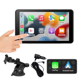 Laser 7-inch Portable Wireless CarPlay/Android Auto Touchscreen, Real-Time Navigation, Voice Control, Bluetooth and Wi-Fi, IPS Display - Supports Bluetooth Transmitter and Apple CarPlay Integration