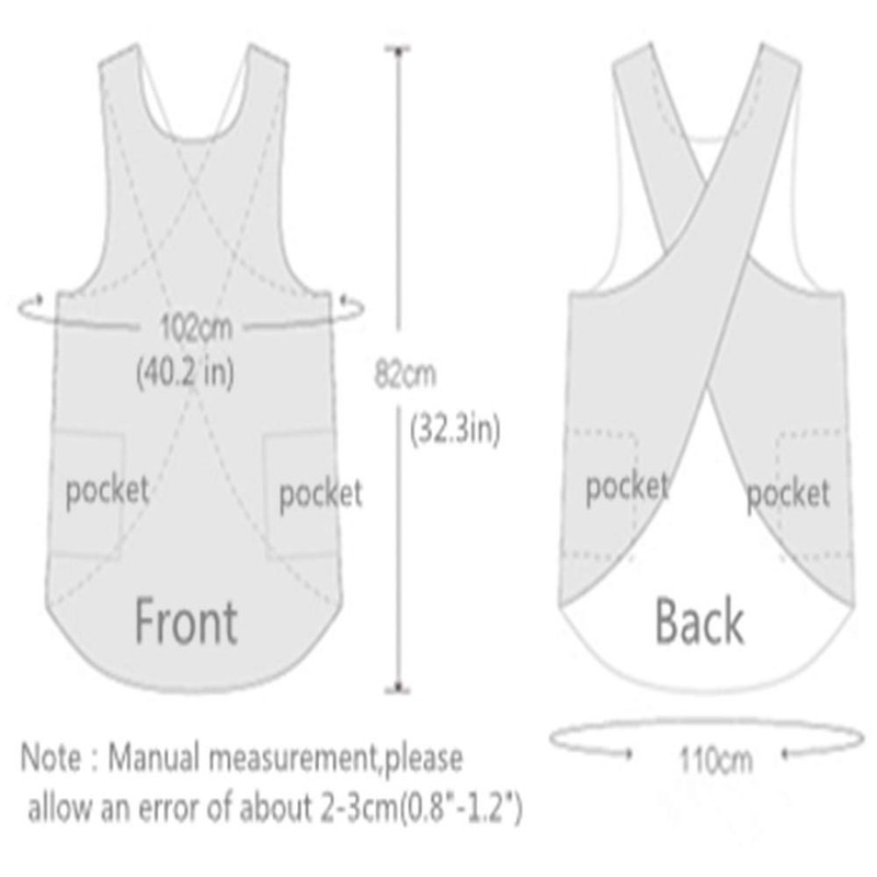 Japanese Style Soft Cotton Linen Apron with Two Side Pockets,