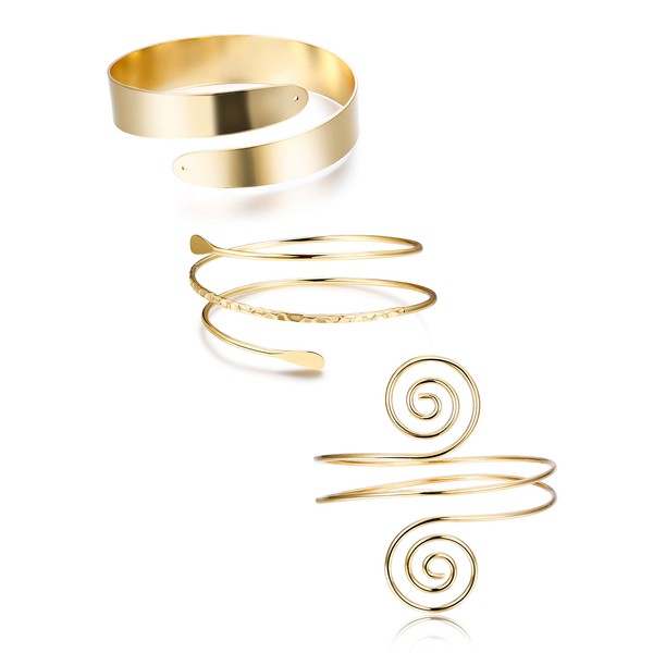 FUNRUN JEWELRY Arm Cuff Upper Arm Band for Women Gold