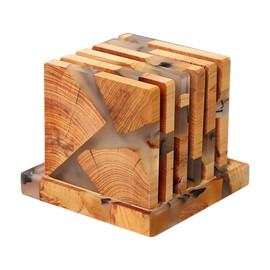 Table Coasters for Drinks,Table Cup Coasters Resin Wood Coasters - Multi-Functional Cup Coasters for Family and Friends, New Year, Valentine's Day, Mother