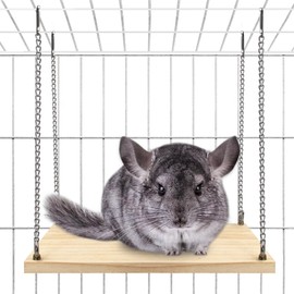 Jevnd Chinchilla Swing Toys Hanging Cage Accessories, Enriched Life Kiln Dried Pine Chinchilla Ledges and Safe Jumping Platforms, Interactive Enrichment Puzzle Toy, Chinchillas Exercise Play Toys