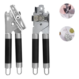 Abrelatas Manual Slim Company de Acero Inoxidable Multifunción Destapador Abridor Universal 2 en 1 Color Plateado