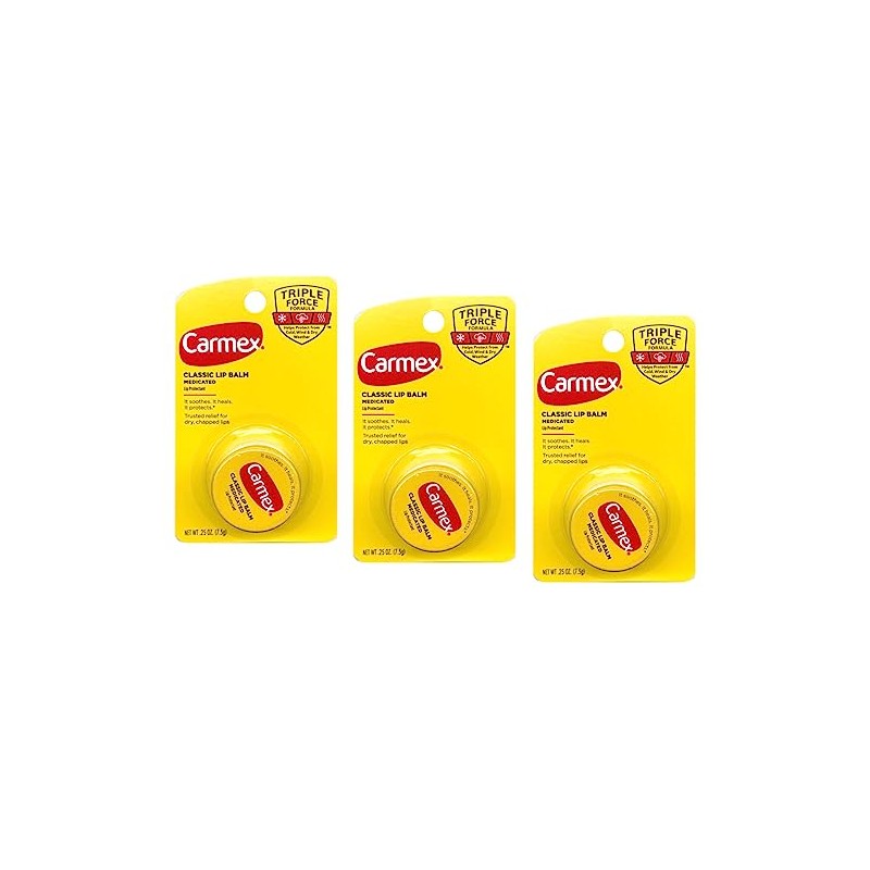 Carmex Lip Balm Pot, Original, 0.25 ounce (Pack of 3)