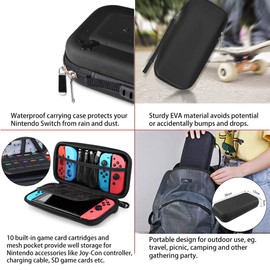 Supersun Pack of 16 Switch Case for Switch Bag with Case, Protective Film, 2 for Switch Joy Con, 4 Thumb Caps Handle