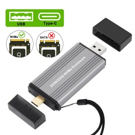 Elqater NVME SSD Case M2 Adapter External Enclosure PCIE M/M+B Key to USB 3.1 10Gbps Supports 2230 2242 M.2 SSD Box Gray-Black Aluminum Alloy