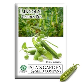 Lincoln Garden Pea Seeds (Pisum sativum) – 50+ Heirloom Non-GMO Seeds by Isla’s Garden Seeds, Tall Sweet Shelling Variety for Trellises & Spring Harvests, Cold-Tolerant Cool-Season Crop, Gift Idea
