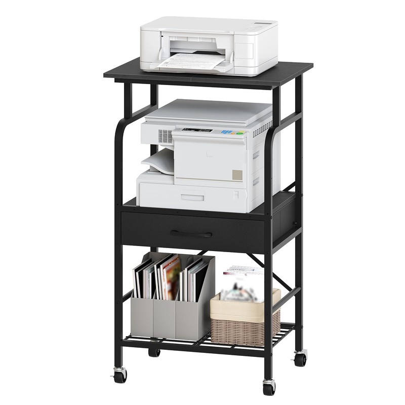 MAHANCRIS Tall Printer Stand, 3 Tier Printer Cart with Storage,